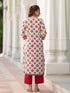 Women Ethnic Motifs Printed Round Neck Thread Work Kurta